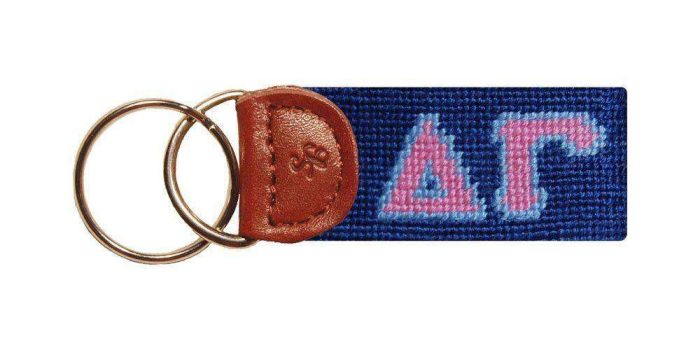 Delta Gamma Needlepoint Key Fob in Navy by Smathers & Branson