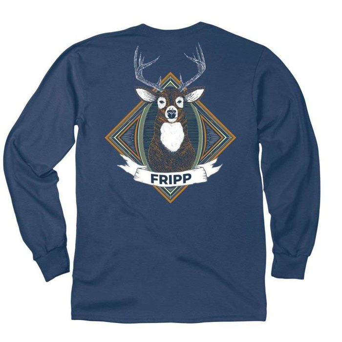 Deer Head Long Sleeve T-Shirt in Navy by Fripp Outdoors