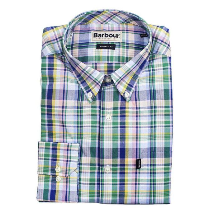 Douglas Tailored Fit Button Down in Lawn Green by Barbour