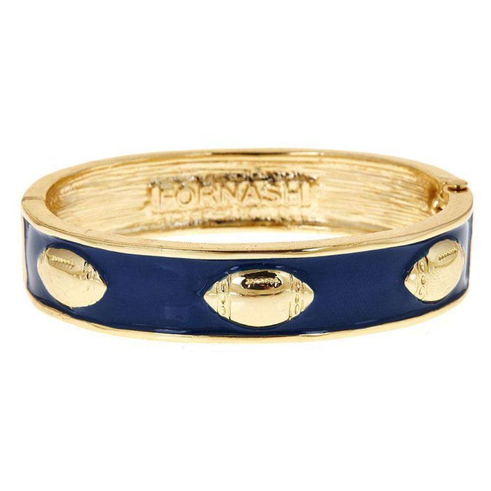 Enamel Football Bangle in Gold and Navy by Fornash