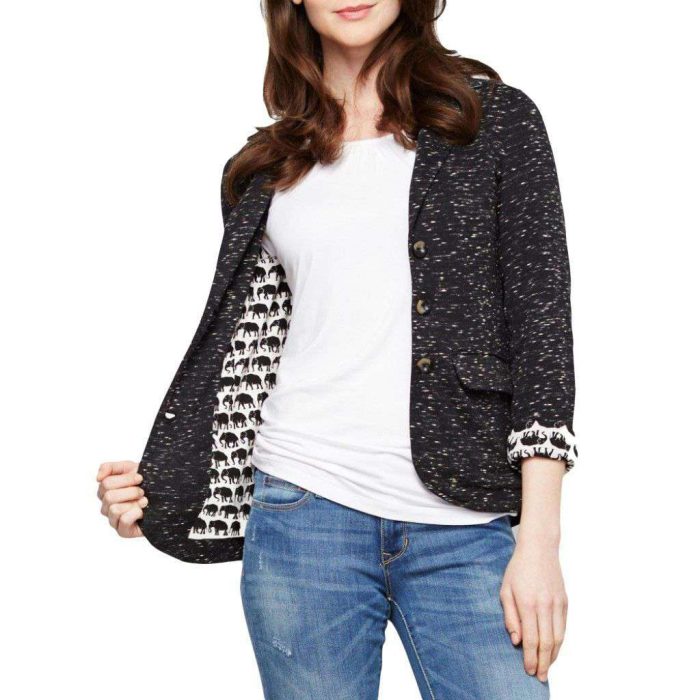Elephant Lined Knit Blazer in Black by Hatley