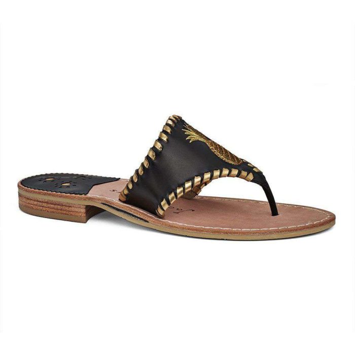 Exclusive Pineapple Sandal in Black and Gold by Jack Rogers