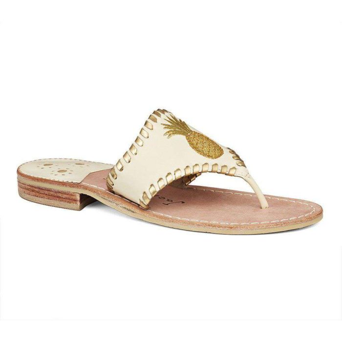 Exclusive Pineapple Sandal in Bone and Gold by Jack Rogers