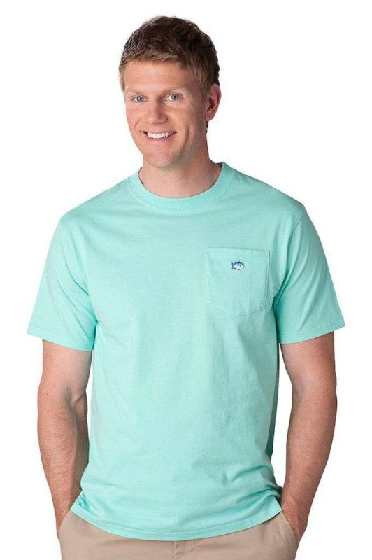 Embroidered Pocket Tee Shirt in Offshore Green by Southern Tide