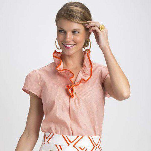 Elizabeth Tipped Ruffled Blouse in Orange by Elizabeth McKay