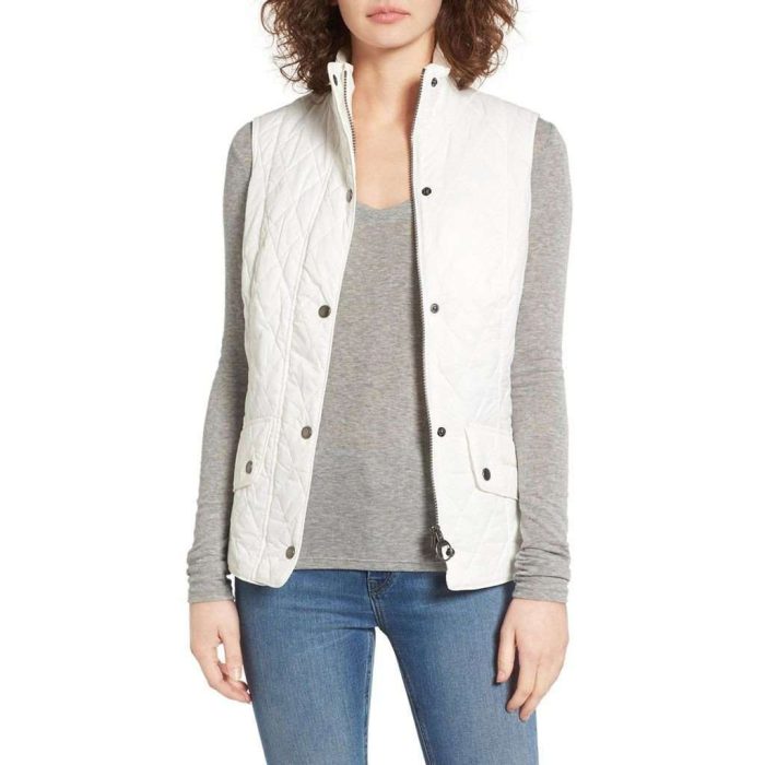 Flyweight Cavalry Quilted Gilet in Cloud by Barbour