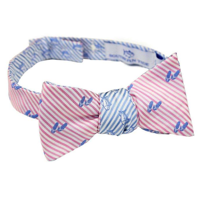 Flip Flop Seersucker Bow Tie in Pink and Ocean Channel by Southern Tide
