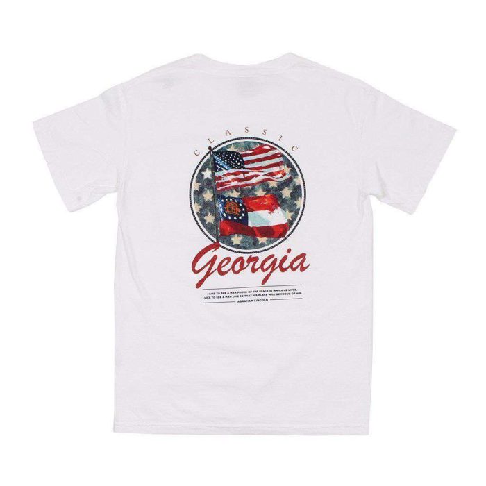 Flags Over Georgia T-Shirt in White by Classic Georgia