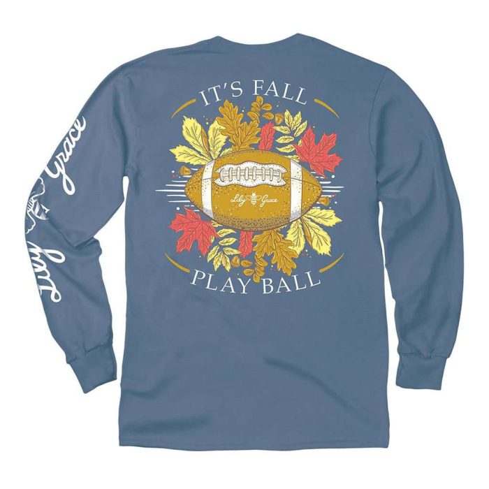 Fall Play Ball Long Sleeve Tee in Marine by Lily Grace