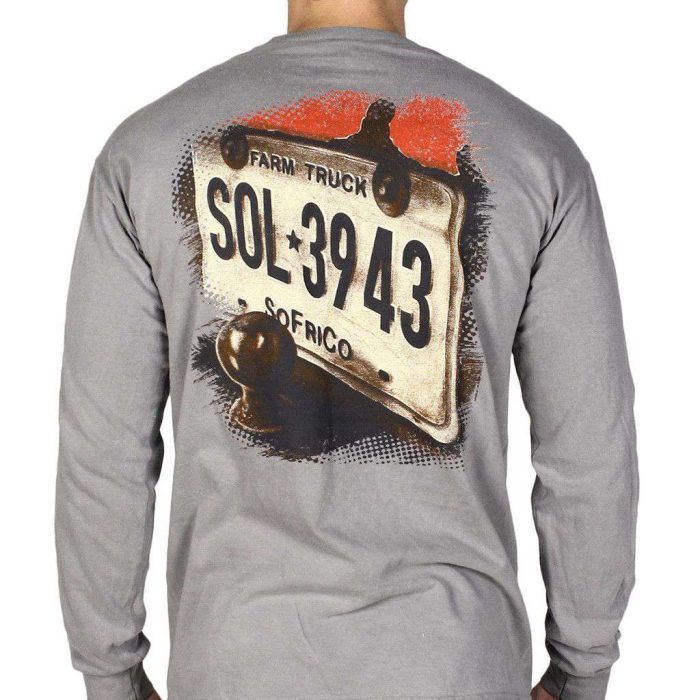 Farm Plate Long Sleeve Tee Shirt in Grey by Southern Fried Cotton