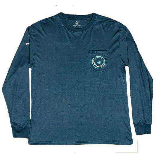 FieldTec Pocket Tee - LONG SLEEVE in Slate with Aquamarine by Southern Marsh