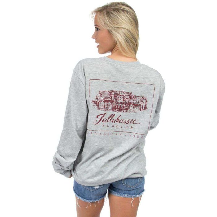 Florida State Long Sleeve Stadium Tee in Heather Grey by Lauren James