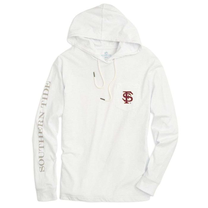 Florida State University Long Sleeve Gameday Hoodie Tee in White by Southern Tide