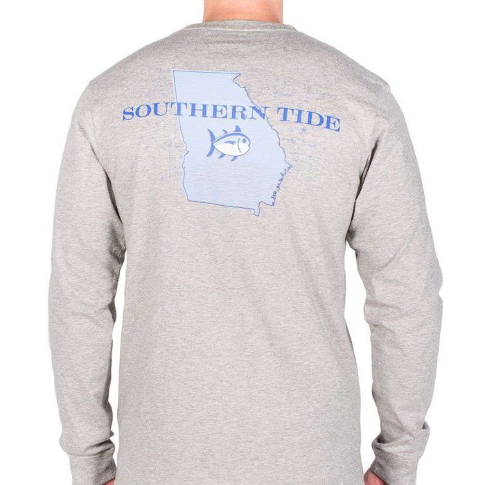 Georgia Long Sleeve State Tee Shirt in Grey by Southern Tide