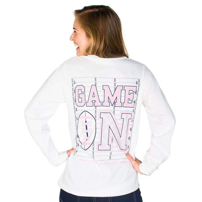 Game On Longsleeve Tee Shirt in White by Jadelynn Brooke