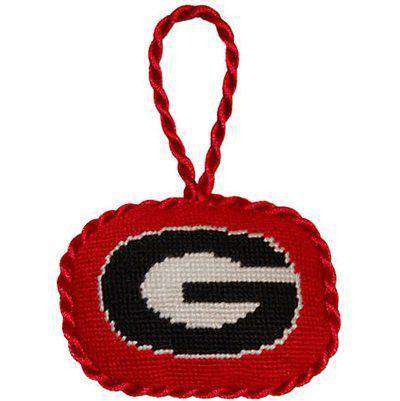 Georgia Needlepoint Christmas Ornament in Red by Smathers & Branson