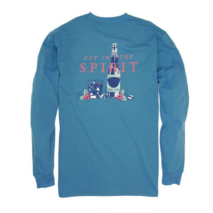 Get in the Spirit Long Sleeve Tee in Blue Stone by Southern Proper