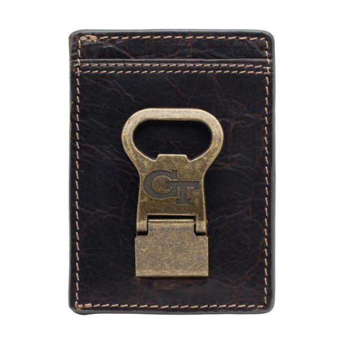 Georgia Tech Yellow Jackets Gridiron Mulitcard Front Pocket Wallet by Jack Mason