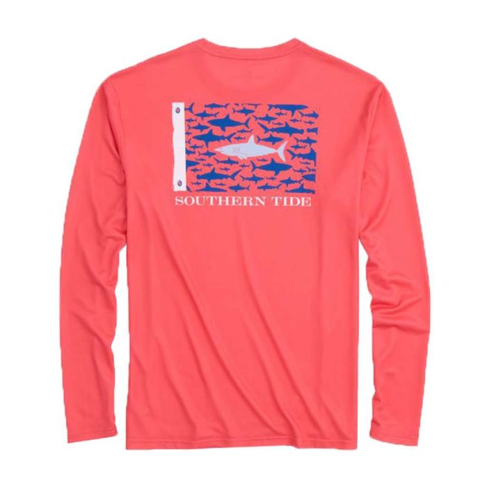 Great White Fish Flag Long Sleeve Performance T-Shirt by Southern Tide