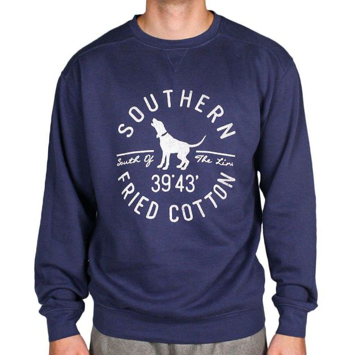 Hound Circle Crew Neck Fleece in China Blue by Southern Fried Cotton