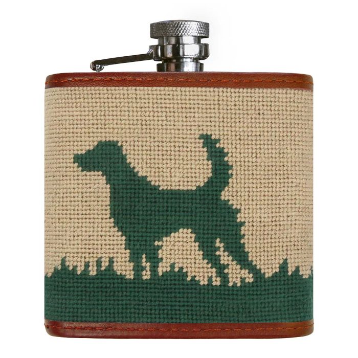 Hunting Dog Needlepoint Flask by Smathers & Branson