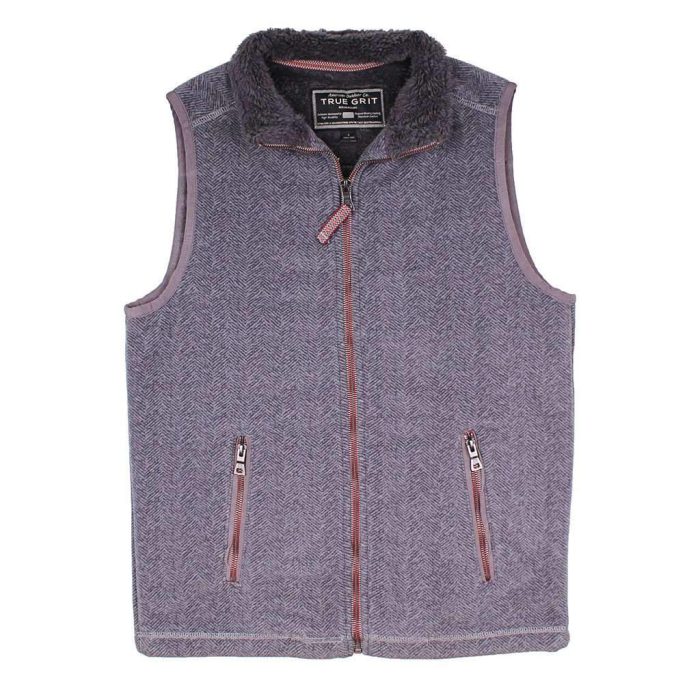 Herringbone Fleece Full Zip Vest in Harley Black by True Grit