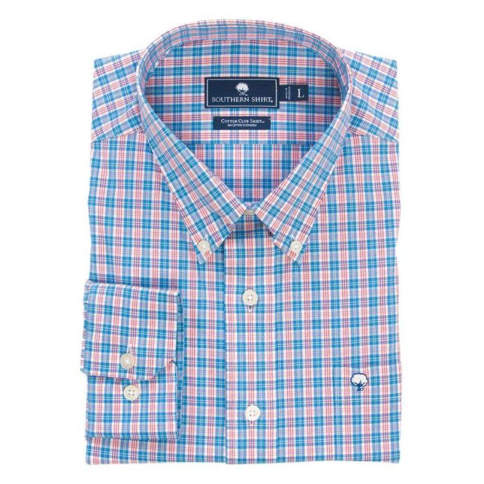 Harbor Plaid Cotton Club Shirt in Harbor Blue by The Southern Shirt Co.