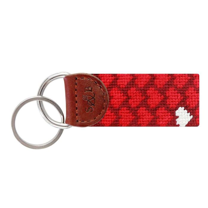 Heart Pattern Needlepoint Key Fob in Garnet by Smathers & Branson