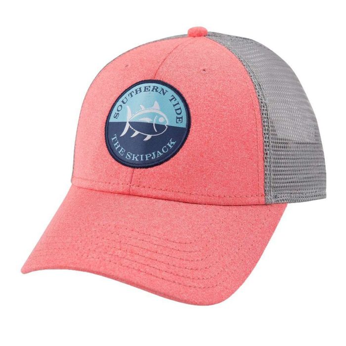 Heathered Skipjack Trucker Hat in Coral by Southern Tide