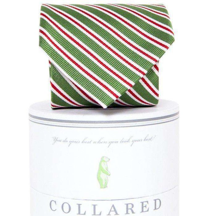 Holiday Stripes Tie in Green by Collared Greens