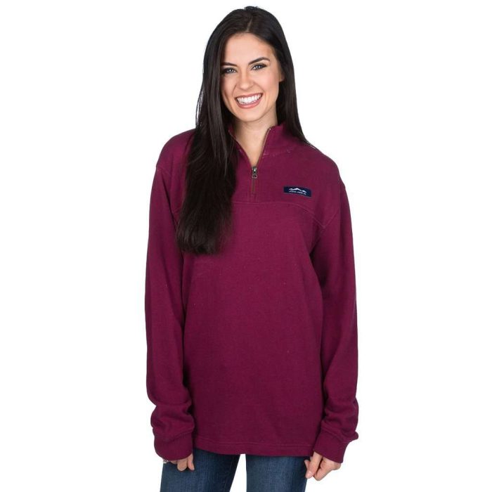 Heathered Whitacre Pullover in Cranberry by Lauren James