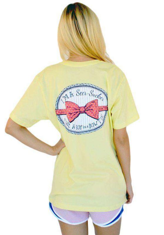 I'm a Seersucker for a Boy in a Bow Tie Tee in Yellow by Lauren James
