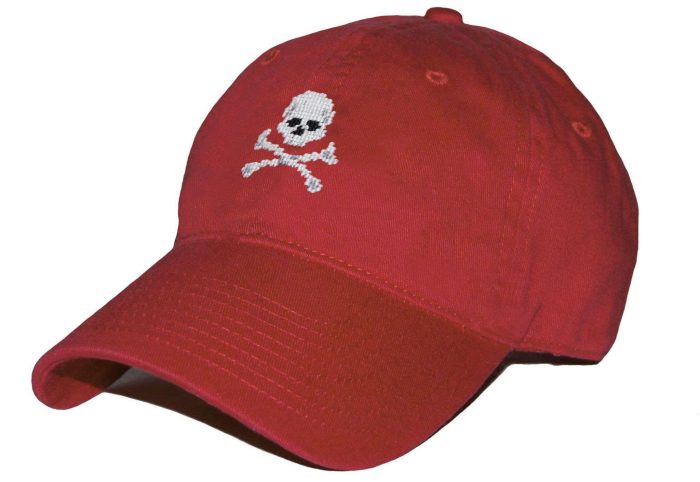 Jolly Roger Needlepoint Hat in Rust by Smathers & Branson