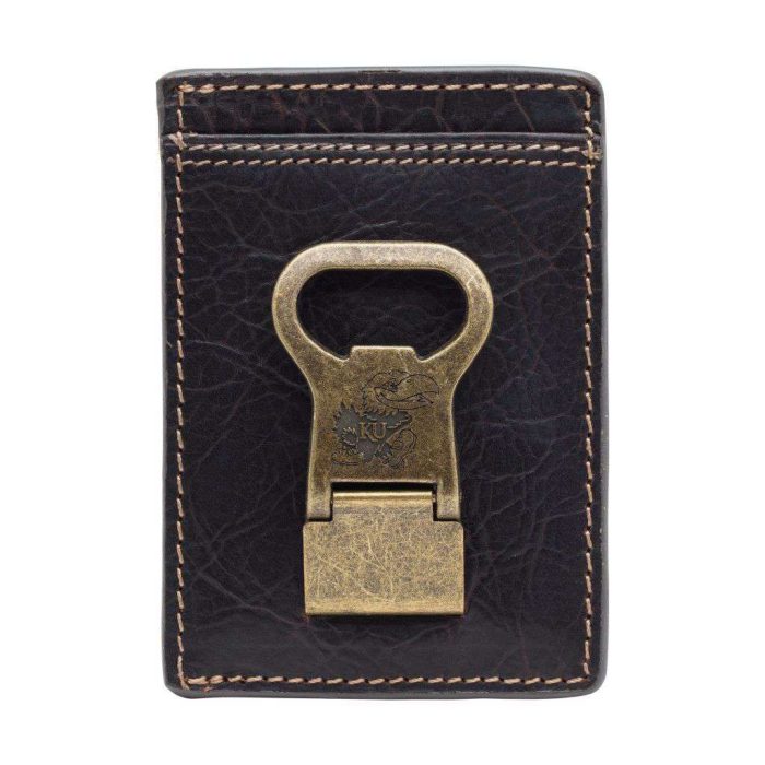 Kansas Jayhawks Gridiron Mulitcard Front Pocket Wallet by Jack Mason