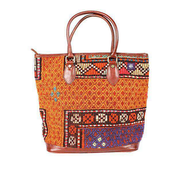 Kilim Tote Bag in Turkish Orange by Res Ipsa