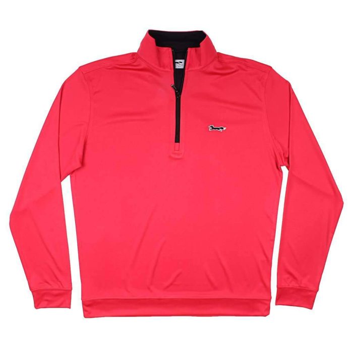 Longshanks 1/4 Performance Pullover in Red & Black by Country Club Prep