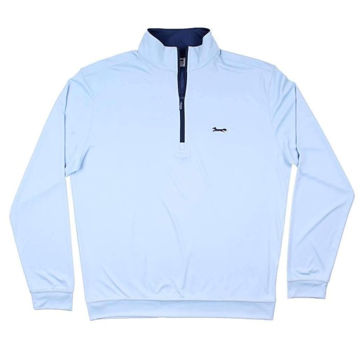 Longshanks 1/4 Performance Pullover in Ice Blue & Navy by Country Club Prep