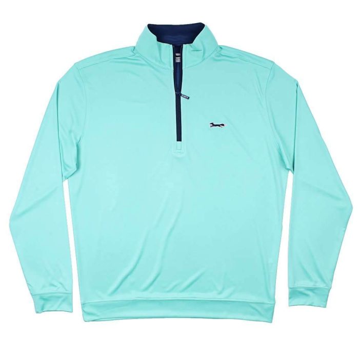 Longshanks 1/4 Performance Pullover in Florida Green & Navy by Country Club Prep