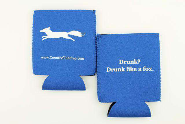 Longshanks Drunk Like a Fox Can Holder in Blue by Country Club Prep