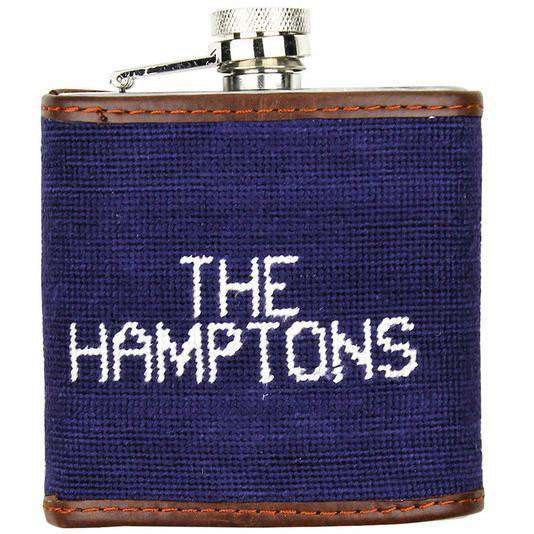 Limited Edition Southampton-Nautical Flags Needlepoint Flask in Navy by Smathers & Branson