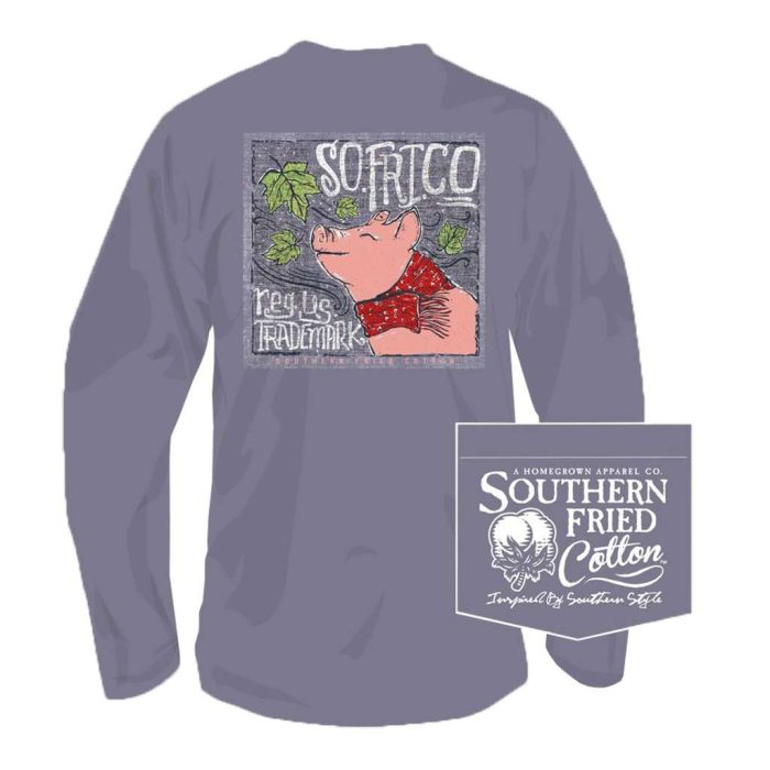 Leaves Falling Autumn Calling Long Sleeve Tee in Plum by Southern Fried Cotton