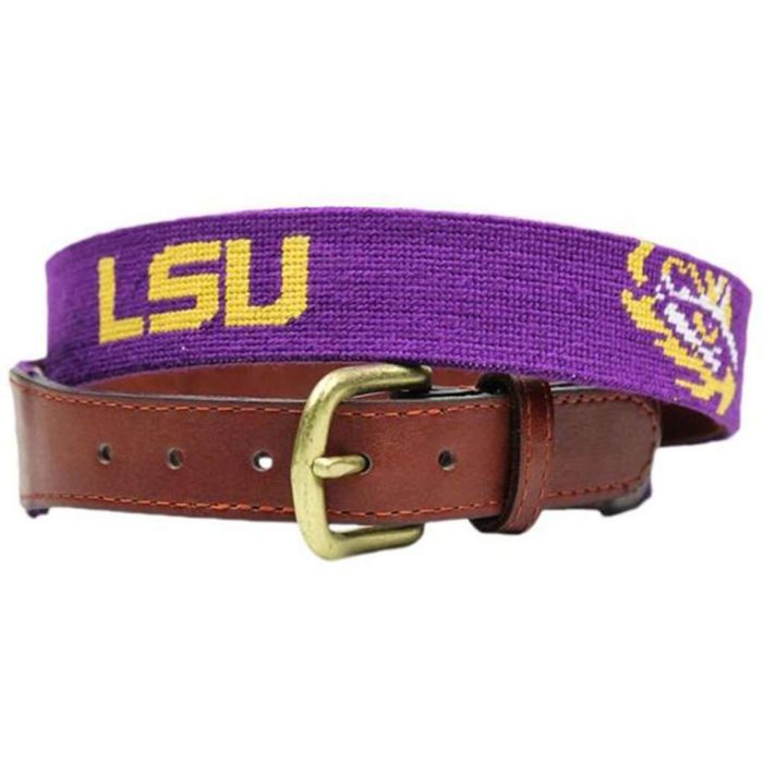 LSU Needlepoint Belt in Purple by Smathers & Branson
