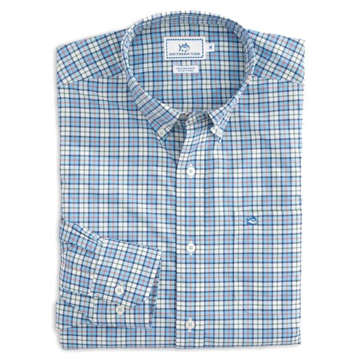 Linville Plaid Intercoastal Performance Shirt in Ocean Channel by Southern Tide