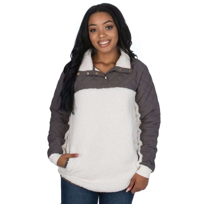 Logan Quilted Pullover in Eiffel Grey by Lauren James