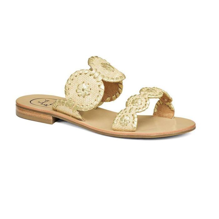 Lauren Raffia Sandal in Gold Raffia by Jack Rogers