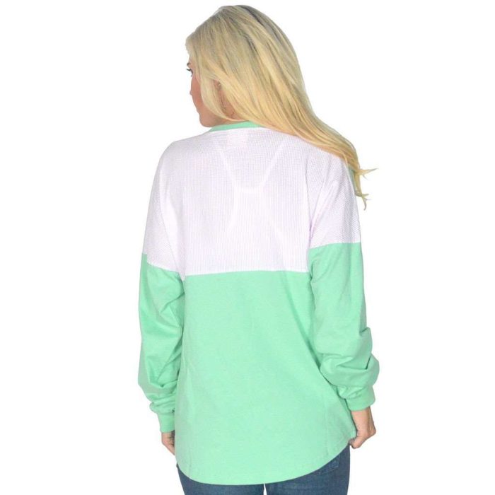 Long Sleeve Beachcomber in Seafoam with Light Pink Seersucker by Lauren James