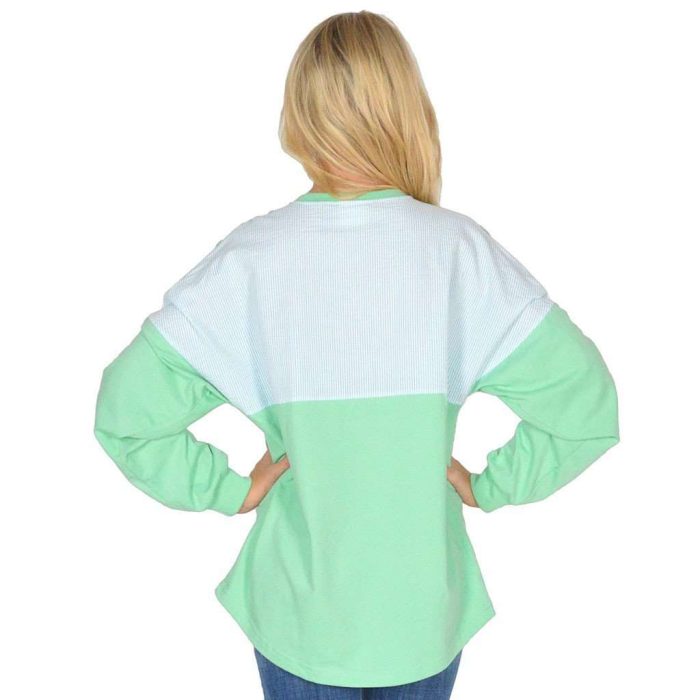 Long Sleeve Beachcomber in Seafoam with Mint Seersucker by Lauren James