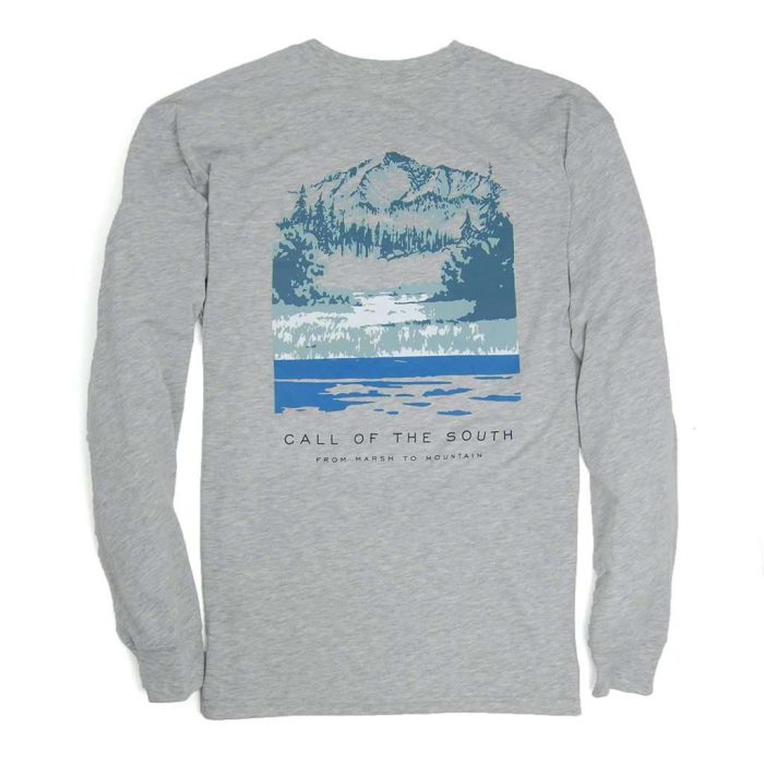 Long Sleeve Call of the South Tee in Heather Grey by Southern Proper