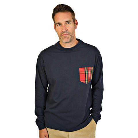 Long Sleeve Cliffside Tee in Nantucket Navy with Royal Stewart by Castaway Clothing