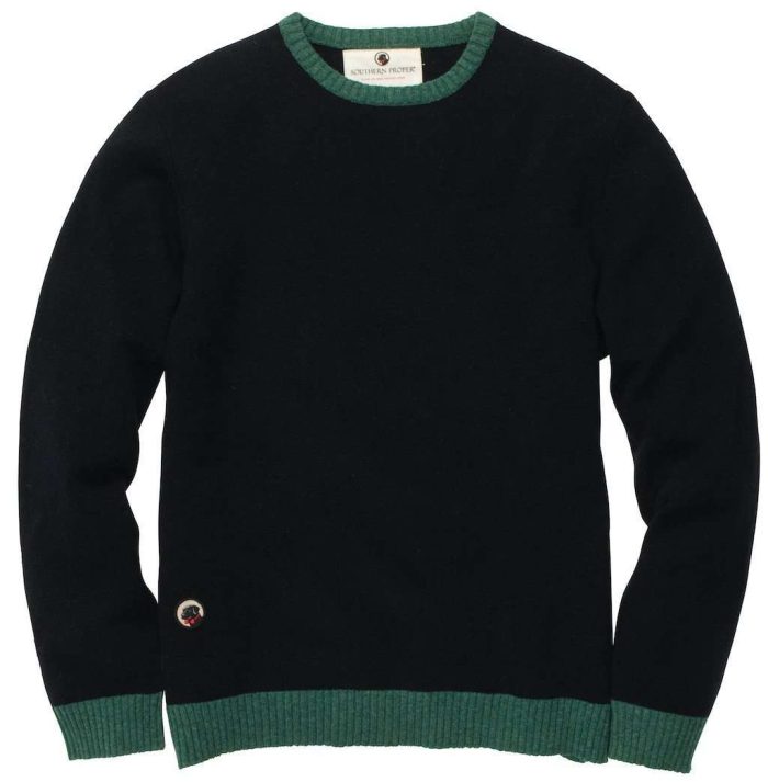 Let-Her Sweater in Navy and Green by Southern Proper